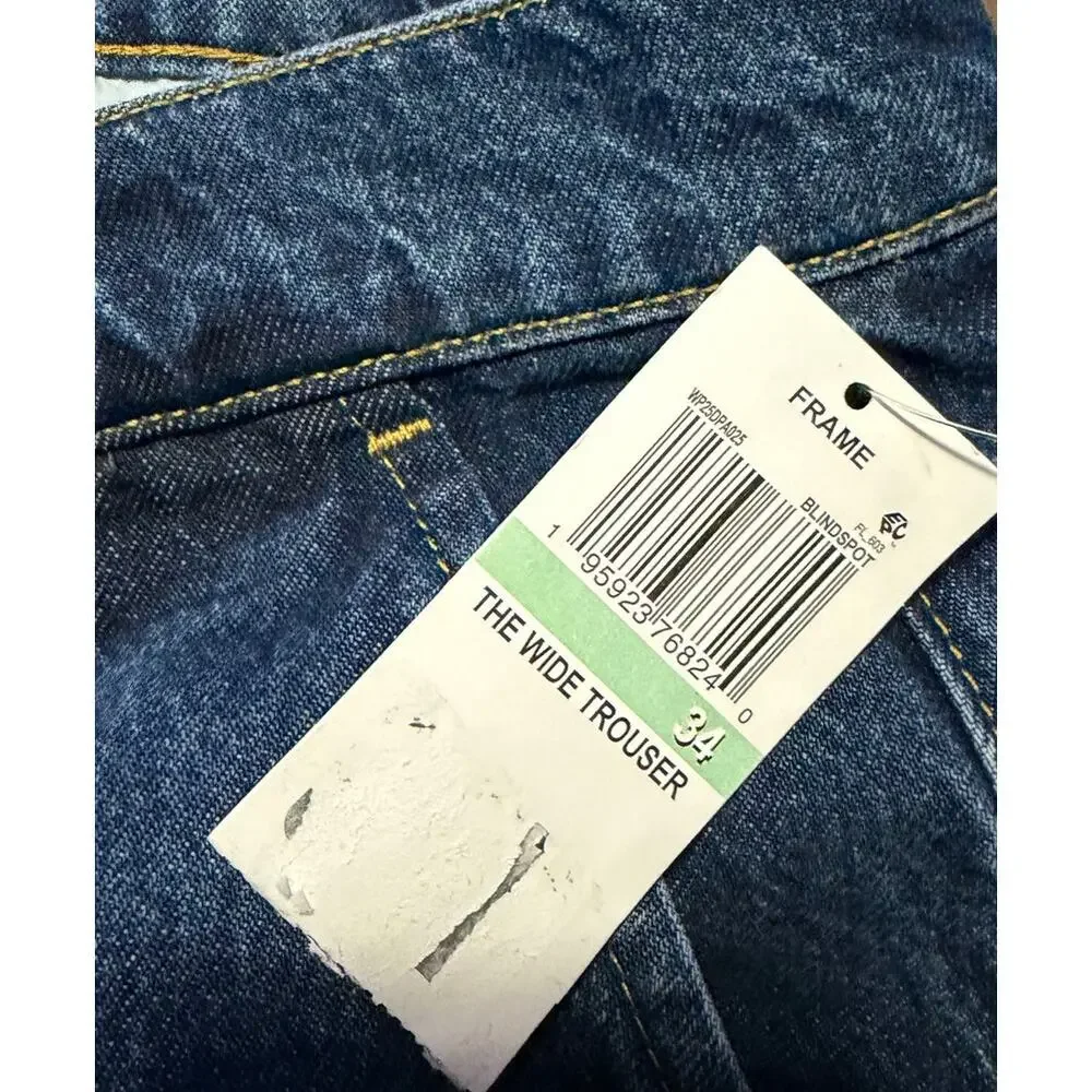 Frame The Wide High Rise Wide Leg Jeans in Blindspot Size 34 - Picture 6 of 7